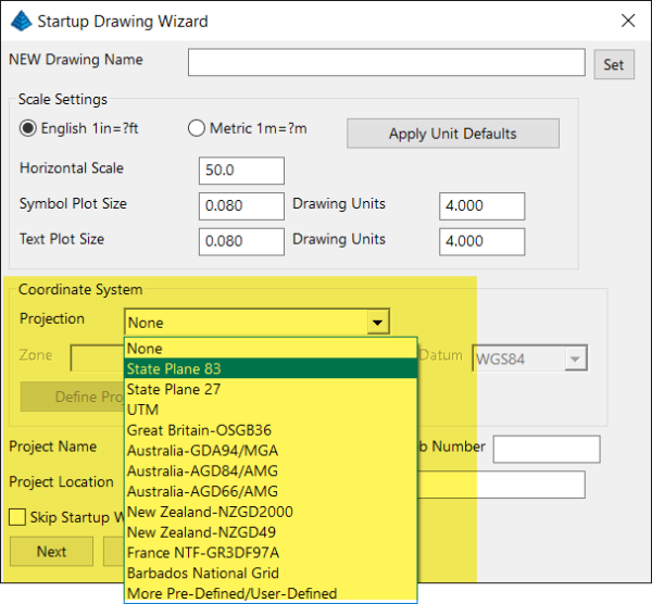 Carlson Software - Changes to Projections and Zones