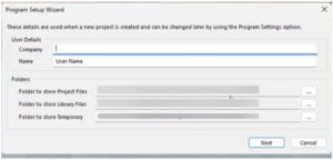 Program Setup Wizard User Details and Folders